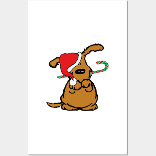 Dog with Candy Cane Posters and Art